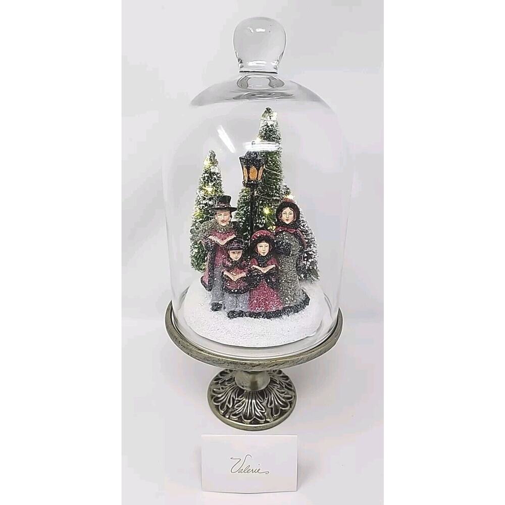 Christmas Carolers Glass Dome Decor Lighted Globe Valerie Parr Hill X-C